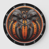 Spooky Glitter Bow Pumpkin ラージ壁時計 (正面)