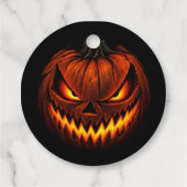 Spooky Glowing Jack-o'-Lantern Halloween Round Gif フェイバータグ (裏面)