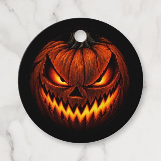 Spooky Glowing Jack-o'-Lantern Halloween Round Gif フェイバータグ (正面)
