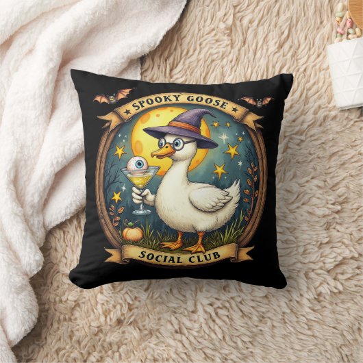 Spooky Goose Halloween Ilustration Graphic クッション (ブランケット)