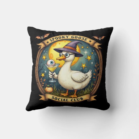 Spooky Goose Halloween Ilustration Graphic クッション (裏面)
