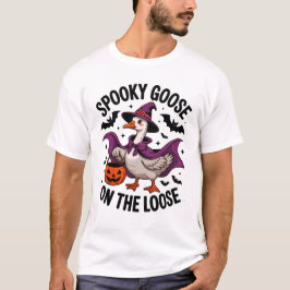Spooky Goose on the Loose Witch Hat And Pumpkin Tシャツ