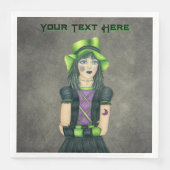 Spooky Gothic Girl Spiderweb Tattoo Black Dress (正面)