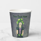 Spooky Gothic Girl Tattoos Green Hat Glowing Grey 紙コップ (正面)
