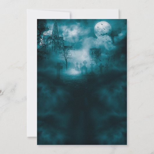 Spooky Graveyard Gothic Dark Halloween 招待状 (裏面)