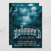 Spooky Graveyard Gothic Dark Halloween 招待状 (正面/裏面)
