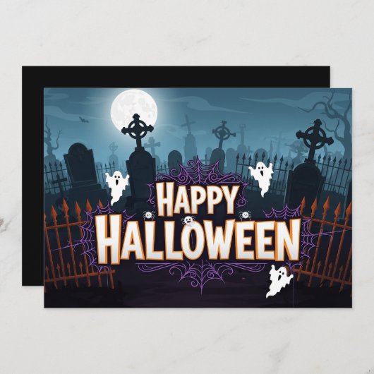 Spooky Graveyard Halloween Invitation 招待状 (正面/裏面)