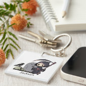 Spooky Grim Reaper Graveyard Crow Gothic Halloween キーホルダー (正面右)