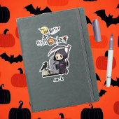 Spooky Grim Reaper Graveyard Crow Gothic Halloween シール