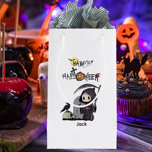 Spooky Grim Reaper Graveyard Crow Gothic Halloween スモールペーパーバッグ