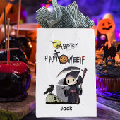 Spooky Grim Reaper Graveyard Crow Gothic Halloween ミディアムペーパーバッグ