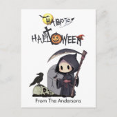 Spooky Grim Reaper Graveyard Gothic Kids Halloween ポストカード (正面)