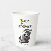 Spooky Grim Reaper Graveyard Gothic Kids Halloween 紙コップ (正面)
