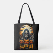 Spooky Grim Reaper Jack O' Lanterns Bats Halloween トートバッグ (裏面)