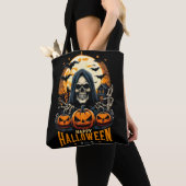 Spooky Grim Reaper Jack O' Lanterns Bats Halloween トートバッグ (クローズアップ)