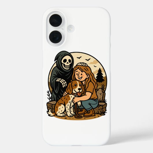 Spooky Grim Reaper with Girl and Dog Skeleton Art  Case-Mate iPhoneケース (裏面)