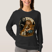 Spooky Grim Reaper with Girl and Dog Skeleton Art  Tシャツ (正面)