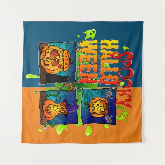 Spooky Halloween タペストリー (正面(横))