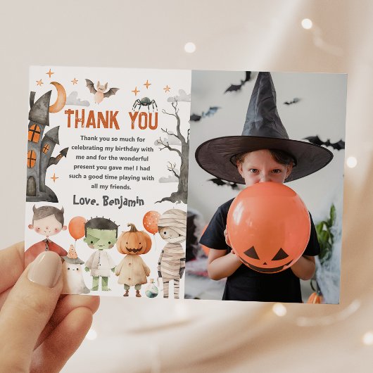  spooky Halloween バースデー フォト サンクス カード