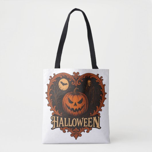 Spooky Halloween All-Over Print Shoulder Tote Bag  トートバッグ (正面)