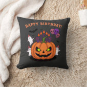 Spooky Halloween B-day Pumpkin Cake & Ghosts クッション (ブランケット)