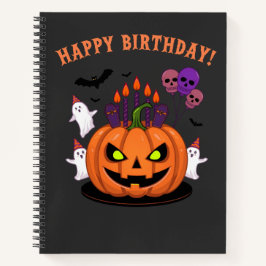 Spooky Halloween B-day Pumpkin Cake & Ghosts ノートブック