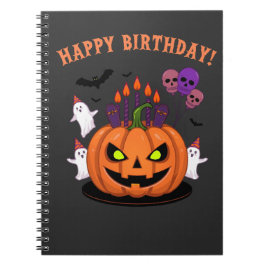 Spooky Halloween B-day Pumpkin Cake & Ghosts ノートブック