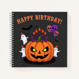 Spooky Halloween B-day Pumpkin Cake & Ghosts ノートブック