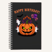 Spooky Halloween B-day Pumpkin Cake & Ghosts ノートブック (正面)