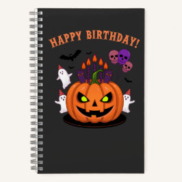 Spooky Halloween B-day Pumpkin Cake & Ghosts ノートブック