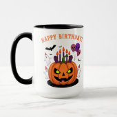 Spooky Halloween B-day Pumpkin Cake & Ghosts マグカップ (左)