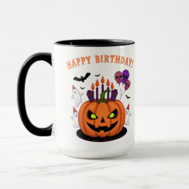 Spooky Halloween B-day Pumpkin Cake & Ghosts マグカップ
