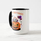 Spooky Halloween B-day Pumpkin Cake & Ghosts マグカップ (正面左)