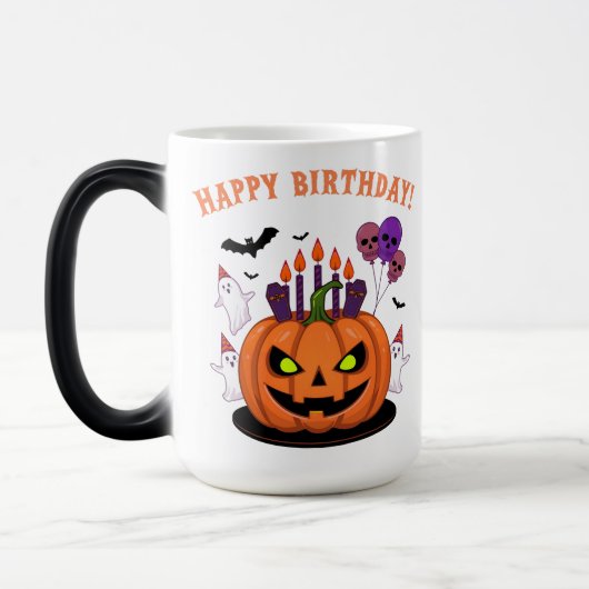 Spooky Halloween B-day Pumpkin Cake & Ghosts モーフィングマグカップ (左)