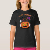 Spooky Halloween B-day Pumpkin Cake & Ghosts Tシャツ (正面)