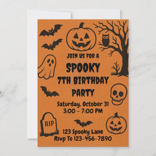 Spooky Halloween Birthday 招待状 (正面)