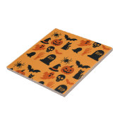 Spooky Halloween Black Orange Ceramic Tile | Trick タイル (側面)