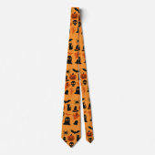 Spooky Halloween Black & Orange Neck Tie | Festive ネクタイ (正面)