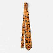 Spooky Halloween Black & Orange Neck Tie | Festive ネクタイ (裏面)