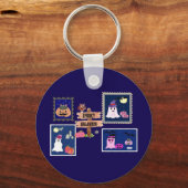 Spooky Halloween Briefmarken Cliipart キーホルダー (正面)