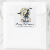 Spooky Halloween Cat Pumpkin スクエアシール (バッグ)