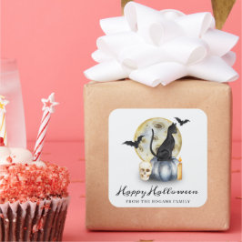 Spooky Halloween Cat Pumpkin スクエアシール