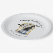 Spooky Halloween Cat Pumpkin ペーパープレート (アングル)