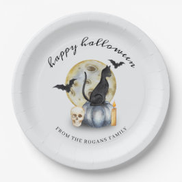 Spooky Halloween Cat Pumpkin ペーパープレート