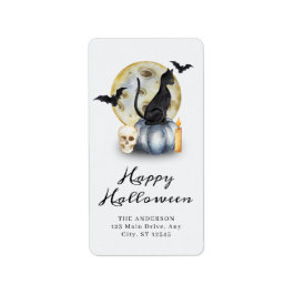 Spooky Halloween Cat Pumpkin ラベル