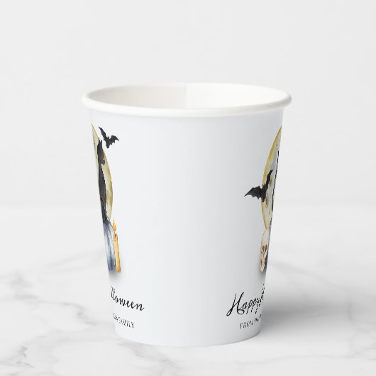 Spooky Halloween Cat Pumpkin 紙コップ (左)