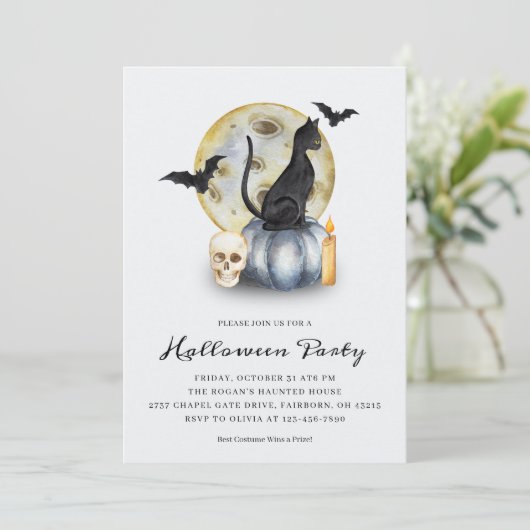 Spooky Halloween Cat Pumpkin Party 招待状 (スタンド正面)