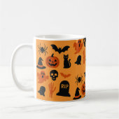 Spooky Halloween Coffee Mug – Black & Orange コーヒーマグカップ (左)