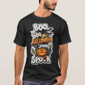 Spooky Halloween design with pumpkins bats spider  Tシャツ (正面)