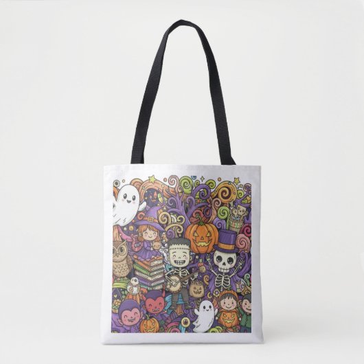Spooky Halloween Doodle Tote Bag  トートバッグ (正面)